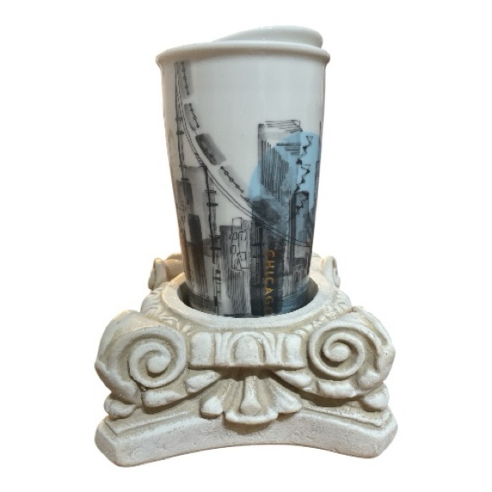 •Ceramic Travel Mug with Cityscape Design